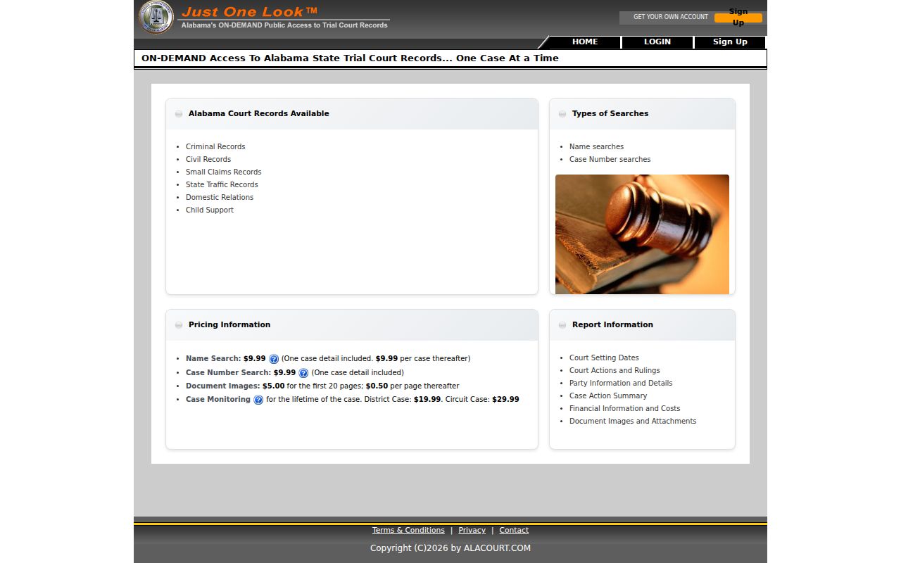 Lamar County court case lookup through AlacourtACCESS