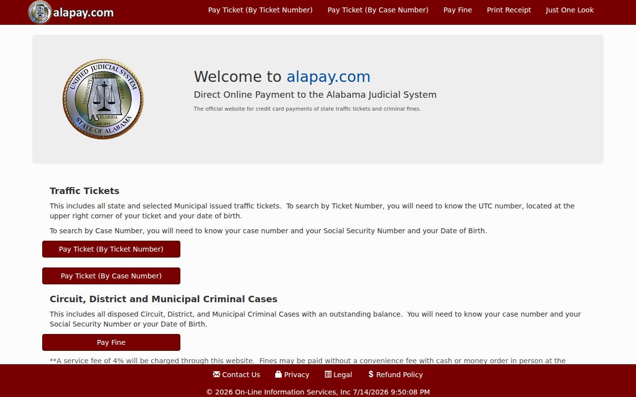 Millport criminal records Alabama traffic payment interface