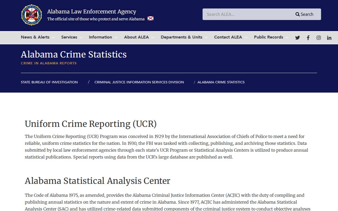 Millport criminal records ALEA crime statistics source