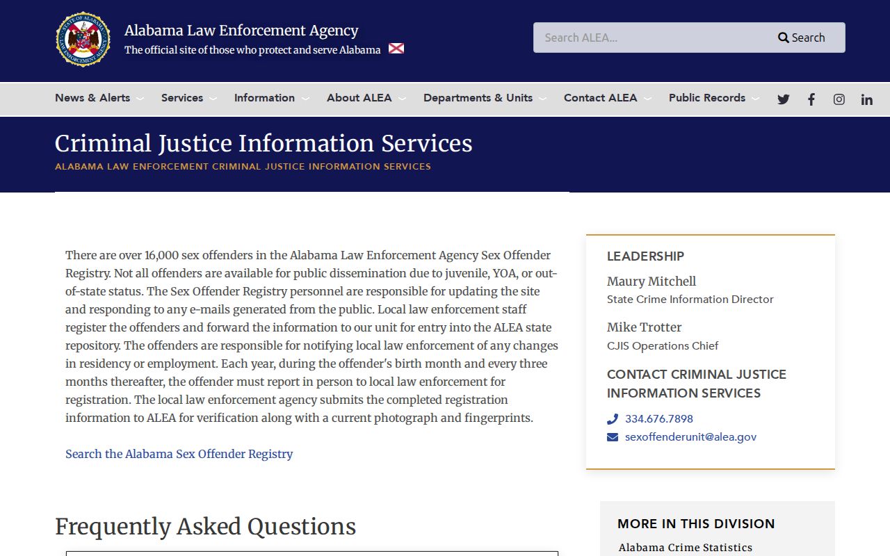 ALEA information for a Lamar County sex offender lookup
