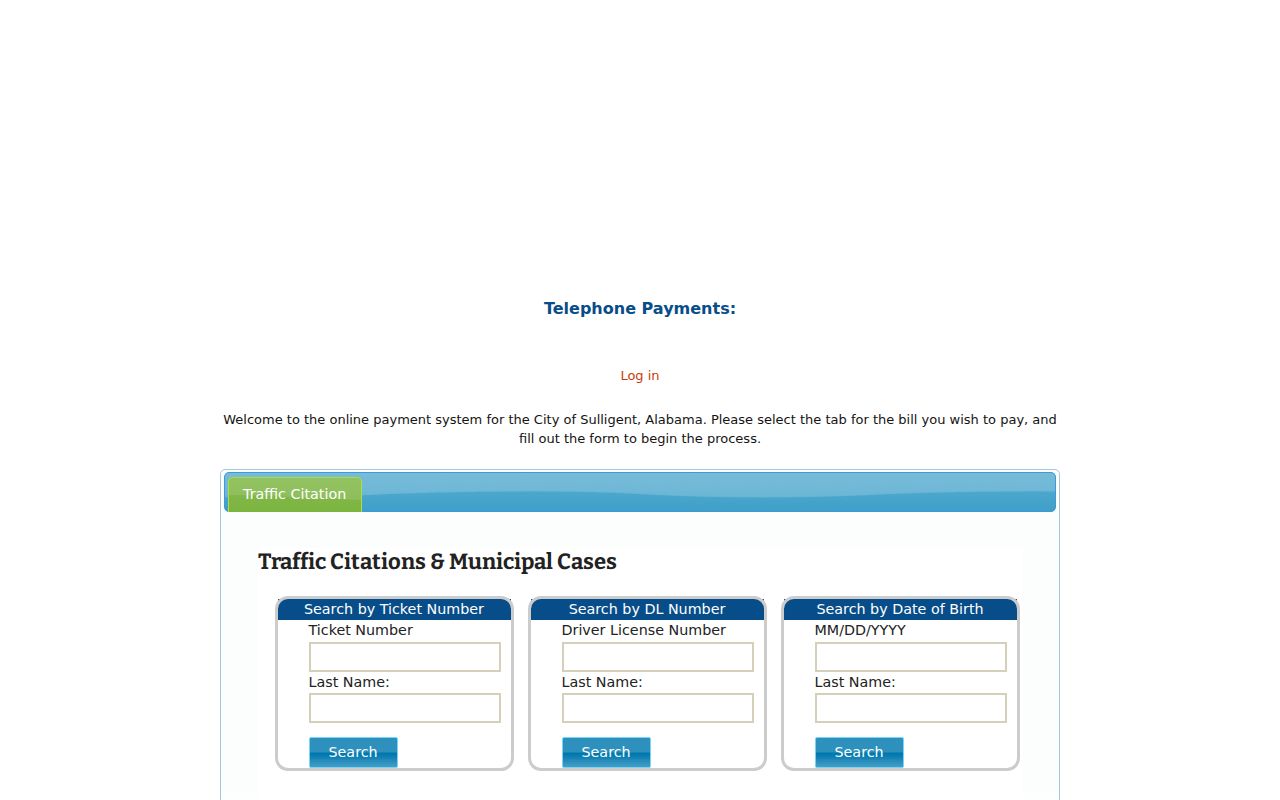 Sulligent criminal records municipal payment search